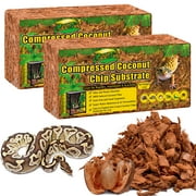 ZeeDix 2Pack Natural Coconut Chips Substrate 2.2LB Coconut Husk for Reptiles Bedding Coco Husk Terrarium Substrate for Ball Python Frog Snake Gecko Hermit Crab Tortoise
